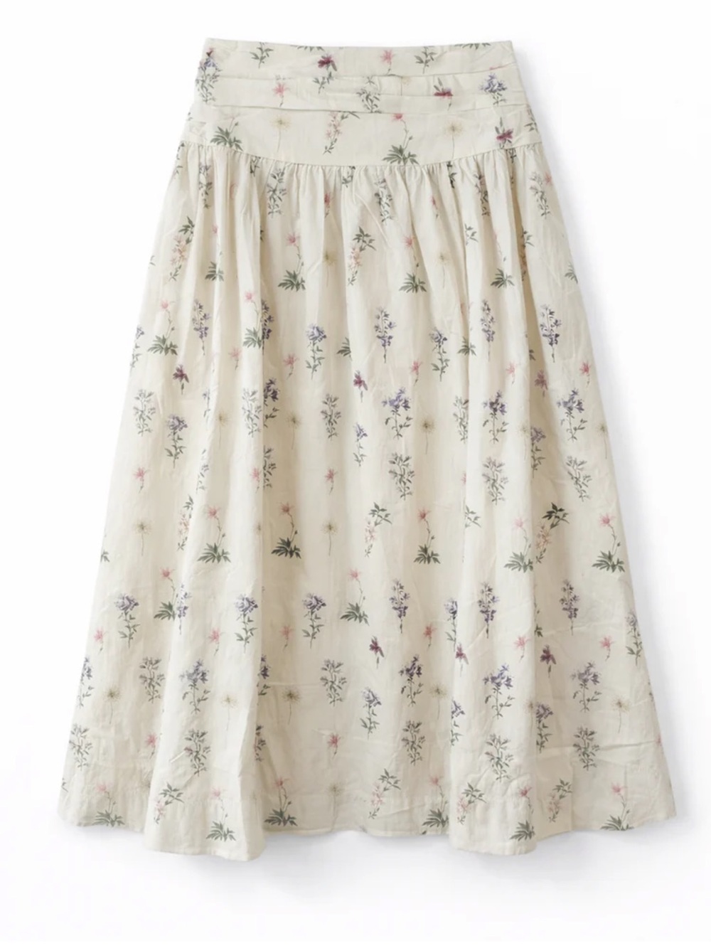 AUREUM Cream Floral A-Line Midi Skirt